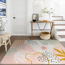 Lahome Pink Washable Rugs 8x10 - Non-Slip Backing Large Living Room Carpet Low Pile Throw Boho Area Rugs for Bedroom, Botanical Print Ultra-Thin Indoor Rug for Classroom Nursery Dining Room Home by TinyTreasures Baby Boutique