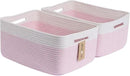 Large Storage Baskets for Shelves, Closet Organizers Bins for Clothes Blanket Towels, Baby Nursery, Toy Baskets Box, Woven Rope Baskets, 17 x 13 x 7.5”, 2 Packs Woven Pink by CozyNest Decor
