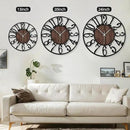 Maxstar Large Round Wall Clock for Living Room Decor Battery Operated Non Ticking Black Metal Wood Clocks for Home Living Room Garden Farmhouse Office Kitchen Decoration -24 inch by CozyNest Decor