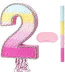WERNNSAI Pink Sweet Two Pinata - Number 2 Pinata Happy Birthday Decoration Pink Rainbow Design Party Games for Girl Princess Baby Shower Party Favor with Blindfold Anniversary Celebration Supplies by TinyTreasures Baby Boutique