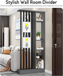 Wall Room Divider, Storage Cabinet Storage Display with Shelves, Modern Freestanding Wood Room Divider Screen, Wall Privacy Screens for Home Decorative (Grey,35.4" L x 9.5" W x 79.5" H) by CozyNest Decor