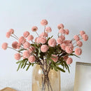 Faux Pink Kiku Flower, 10 Stems with 5 Heads Each & 4 Branches Eucalyptus Stems, Artificial Small Mini Chrysanthemum Flowers for Aesthetic Room Decor, Floral Arrangements Centerpiece by CozyNest Decor