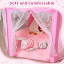 Monobeach Princess Tent Girls Large Playhouse Kids Castle Play Tent with Star Lights Toy for Children Indoor and Outdoor Games, 55'' x 53'' (DxH) (Pink Princess Tent with Play Mat) by TinyTreasures Baby Boutique