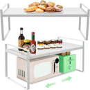 Cabinet Shelves Organizer for Kitchen 11", Expandable Shelf with Adjustable Length, Metal Countertop Organizer, Fits Pantry, Over the Sink, Spices, Microwave & Dishes Storage, White (2 Pack) by CozyNest Decor