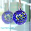 VCUTEKA Hanging Garden Gazing Ball, Hand-Blown Glass Witch Ball for Outdoor Garden Décor, 6" Blue Swirl by CozyNest Decor