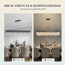 Rectangular Black Crystal Chandelier,10 Light Crystal Chandeliers for Dining Room, Rectangle Light Fixture for Kitchen Island L47''xW10''x H10'' by CozyNest Decor