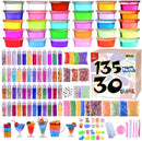 Slime Supplies Kit, 135 Pack Slime Making Kit 30 Crystal Slime, Glitter Jars, Charms, Sugar Paper, Foam Beads, Fishbowl Beads, Toy Cups, Slices, Air Dry Clay and Tools for Kids Girls by WINLIP by TinyTreasures Baby Boutique