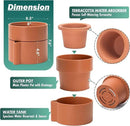 8 Inch Self-Watering Planter Pot with Terracotta Insert, Deep Water Reservoir, and Ceramic-Alike BPA-Free Plastic Planter Pot for Plant, Modern Planter for Houseplants, Terracotta, 53-A-T-3 by CozyNest Decor