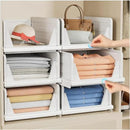 6 Pack Stackable Closet Storage Basket - Stackable Storage Bins, Multifunctional & Foldable Closet Organizer, Wardrobe Storage Space-Saving Clothes Storage Drawer Organizer, White by CozyNest Decor