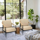 Modern Accent Chairs Set of 2 for Living Room Bedroom Mid Century Arm Chairs Upholstered Office Accent Chairs Comfy Waiting Room Chairs with Metal Frame, Khaki by CozyNest Decor