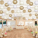 Paper Lanterns Gold White Round Hanging Chinese Lanterns for Wedding Birthday Party Boho Baby Shower Decorations Pack of 12 by CozyNest Decor