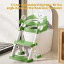 Potty Training Seat,Non Slip Foldable Toilet Training Seat with Soft Cushion, Comfortable HandlesUpgrade Toddler Toilet Seat for Kids Boys Girls,Potty Training Toilet Seat with Step Stool Ladder,Green by TinyTreasures Baby Boutique