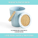 Martha Stewart Indoor Compost Bin | Countertop Composting Bucket for Kitchen | .7 Gallon Capacity | Includes Filter | Plant Based Materials | Light Blue by GreenHaven Gardens