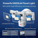 OREiN 6500LM/42W Flood Lights Outdoor, 180°/75FT Motion Sensor Outdoor Lights 4 Modes Dimmable Dusk to Dawn Floodlights IP65 Waterproof for 6000SQ.FT Area for Big Patio, Driveway, White (Hardwired) by GreenHaven Gardens
