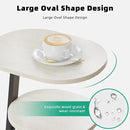 Side Table, Small End Table with Metal Frame, 3-Tier Bedside Tables, Round Side Tables for Living Room Bedroom Couch Bathroom, Oval, White Maple by CozyNest Decor