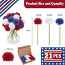 Kimura's Cabin 21Pcs Faux Chrysanthemum Flowers 4th of July Patriotic Flower Decor Artificial Mums Memorial Day Fake Ball Flower Home Event Table Centerpieces DIY Decoratio (Red White Blue by CozyNest Decor