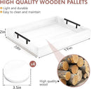Ottoman Tray | Wooden Serving Tray with Handles & Coasters - 17x13 Inch, Rustic, White, Solid, Rectangular, Vintage, Lightweight by CozyNest Decor