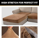PrinceDeco Sectional Couch Covers 4 Pieces Couch Covers for Sofa Velvet Separate Couch Cover L Shape for Left/Right Chaise(3 Seater + 1 Chaise,Camel) by CozyNest Decor