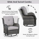 Wicker Outdoor Furniture Patio Furniture Set - 6 Piece Patio Conversation Set with Swivel Rocker Chairs, Loveseat Sofa, Ottomans and Coffee Table, Gray Cushion by GreenHaven Gardens