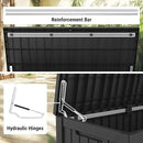 Mars Villa 150 Gallon Outdoor Storage Box Waterproof, Large Resin Deck Box for Outdoor Patio Furniture Cushions, Pool Supplies, Garden Tools, with Hydraulic Hinge, UV-Resistant and Weatherproof, Black by GreenHaven Gardens