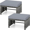 Tangkula 2 Pieces Patio PE Rattan Ottomans, Multipurpose Outdoor Footstool Footrest Additional Seating Side Table with Soft Zippered Cushions for Deck, Garden, and Yard (Gray) by CozyNest Decor