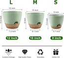 Plant Pots 12/10/9 Inch Self Watering Pots, Set of 3 Plastic Planters with Drainage Holes and Saucers,Plastic Flower Pots,Nursery Planting Pot for Indoor Out Door Plants(Green) by GreenHaven Gardens