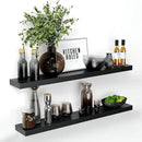 Homeforia Floating Black Shelf 42 inch, High End Solid Real Wood 42 inches Long Floating Shelves for Wall, Black Wooden 42inch Large Floating Shelves, Heavy Duty Bracket, 42 X 6.5 X 1.75 in, Set of 2 by CozyNest Decor
