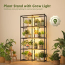 Plant Stand With Grow Light Indoor Outdoor Tall Wide Plant Shelf Metal Waterproof Black Plant Rack for Multiple Plant Holder Flower Pot Table 5 Tiers by GreenHaven Gardens