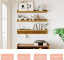 MBYD Floating Shelves 36 Inch, Nursery Book Shelves for Kids Room, Hanging Bookshelf with Hooks Set of 3, Light Walnut Wood Picture Ldge Shelving, Kitchen Wall Shelf Spice Rack for Bedroom Bathroom by CozyNest Decor