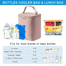 Breast Milk Cooler Bag with Ice Pack Fits 4 Baby Bottles Up to 9 Ounce, Baby Bottle Bag for Nursing Mom Daycare, Pink by TinyTreasures Baby Boutique
