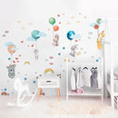 Hot Air Balloon Wall Decals by Lipastick - Peel and Stick Animal Stickers Raccoon, Fox, Koala, Panda for Kids Room, Nursery, Playroom, Bedroom - Playroom Wall Decals for Boys, Girls, Babies - M Size by TinyTreasures Baby Boutique