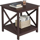 ChooChoo End Table, 24 Inch End Table with 2-Tier Storage Shelf, Side Table for Living Room, Wood Nightstand for Bedroom, Office, Painted Surface, Espresso by CozyNest Decor