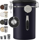 Veken Coffee Canister, 39OZ Large, Airtight Stainless Steel Food Storage Container for 2.2lbs Coffee Beans, Ground, Sugar, Tea, Flour, Rice, Cereal, Cookies Jars, Bar Accessories & Gifts, Black by CozyNest Decor