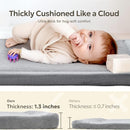 Ultra Soft 1.3" Thick Baby Play Mat for Floor, Large Velvet 71x59 Playpen Mat, Baby-Safe & Non-Slip Tummy Time Mat, Crawling Mat for Babies, Toddlers, Infants, Kids, Easy Care, Gray by TinyTreasures Baby Boutique