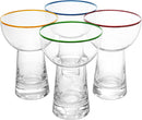 Large 15OZ Stemless Margarita Glasses With Colored Party Rims Set Of 4 By Fun Colorf by The Wine Savant