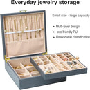 2-layer jewelry box，Jewelry Organizer with Handle，with hanging necklace hooks, detachable jewelry trays, suitable for storing a large amount of jewelry gift box (Large-Grey) by TinyTreasures Baby Boutique