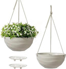 La Jolie Maison 10 Inch Hanging Planters for Indoor Plants, Outdoor Garden Planter Pots with Self-Watering Tray, Oatmeal, Set of 2 by GreenHaven Gardens