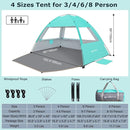 Venustas Beach Tent Sun Shelter for 3/4-5/6-7/8-10 Person, UPF 50+ UV Protection Beach Canopy, Lightweight and Easy Setup Cabana, Portable Shade Tent by TinyTreasures Baby Boutique