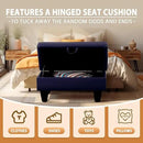 Ottoman Rectangular Storage Ottoman Bench, Faux Leather Footrest, Coffee Table, Stool Footstool with Hinged Lid for Living Room, Bedroom, Entryway, Blue, 28.5"x19"x17.5" by CozyNest Decor