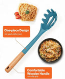 Silicone Pasta Fork, Kitchen Heat Resistant Noodle Spoon Server, BPA Free Spaghetti Strainer,12.8 inch (BLUE) by CozyNest Decor