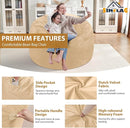 3FT Bean Bag Chair, Comfy Bean Bag Chairs with Memory Foam Filled, Fluffy Beanbag Sofa with Dutch Velvet Cover, Round BeanBag Chairs for Living Room, Playroom - Khaki by TinyTreasures Baby Boutique