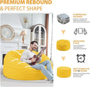 5FT Bean Bag Chair, Large Bean Bag Chairs with Memory Foam Filled, Fluffy Beanbag Sofa with Dutch Velvet Cover, Round BeanBag Chairs for Living Room, Playroom - Lemon by TinyTreasures Baby Boutique