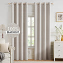MIULEE 100% Blackout Linen Textured Curtains for Bedroom Solid Thermal Insulated Ivory Grommet Room Darkening Curtains & Drapes Luxury Decor for Living Room Nursery 52 x 92 Inch (2 Panels) by TinyTreasures Baby Boutique