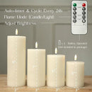 LUSHABOR Flameless Candles, 4 Pack Battery Operated Candles with Remote, Real Wax LED Fake Candles with Timer Flickering for Christmas Wedding Home Party D3 H 5" 6" 7" 9" Ivory by CozyNest Decor