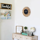 Honiway Wall Clock Battery Operated 12 in Rustic Wood Boho Sunburst Decorative Wall Clock Silent Non Ticking Farmhouse Small Wall Clocks for Living Room Kitchen Bathroom Bedroom Decor (Rustic Brown) by CozyNest Decor