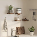 Square Floating Shelves for Wall, 8"W x 8"D x 1.2"H, Small Wooden Wall Mounted Display Shelves with Invisible Brackets for Living Room, Bedroom, Bathroom, Kitchen Decor, Set of 4, Rustic Brown by CozyNest Decor