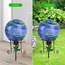10" Diameter Gazing Ball with 8.5" Hummingbird Metal Stand Outdoor Garden Decor,Glass Globe Sphere Yard Art Decorations Outdoor,Glass Gazing Balls for Garden,Home,Lawn,Patio,Porch(Blue) by CozyNest Decor