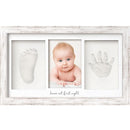 Baby Hand and Footprint Kit - Clay Handprint Keepsake Frame, Newborn Nursery Picture Frame, Personalized New Mom Gifts for Baby Shower & Registry (Vintage White) by TinyTreasures Baby Boutique