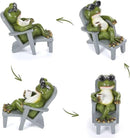 Little Frog Garden Statue with mini Patio Mushroom Solar Lights Outdoor Figurines Halloween Home Decor Fairy Garden Accessories Small Lawn Ornaments 4.5"x4.5"x2.6" by GreenHaven Gardens