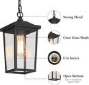 LOG BARN Outdoor Pendant Light Fixture, Farmhouse Exterior Lights, Anti-Rust Ceiling Outdoor Light with Clear Glass, Lantern Hanging Light for Front Door, Entry, Porch, and Gazebo by CozyNest Decor